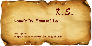 Komán Samuella névjegykártya